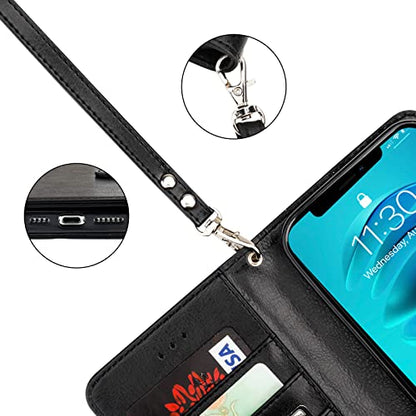 Bocasal Detachable Wallet Case Card Holder for iPhone 14 Pro Max Black | RFID Blocking Kickstand Card Slots Holder PU Leather Magnetic Shockproof Wrist Strap Removable Flip Protective Cover 6.7 inch - color: Black