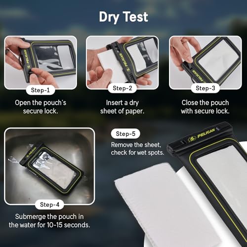 Pelican Marine Waterproof Phone Pouch (XL) - Black/Hi-Vis Yellow | Touchscreen IP68 Floating Waterproof Phone Case w/Detachable Lanyard - Fits All Phones - Beach Cruise Ship Travel Essentials - color: Black/Neon - 1 Pack - XL, size: XL, style: 1 Pack