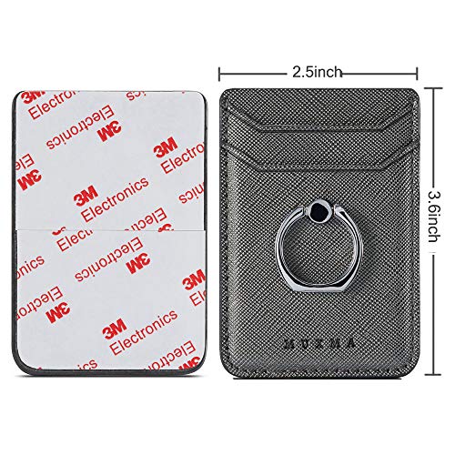 Phone Card Holder with Ring Grip for Back of Phone,Adhesive Stick-on Credit Card Wallet Pocket for iPhone,Android and Smartphones Gun Metal - color: Gun Metal