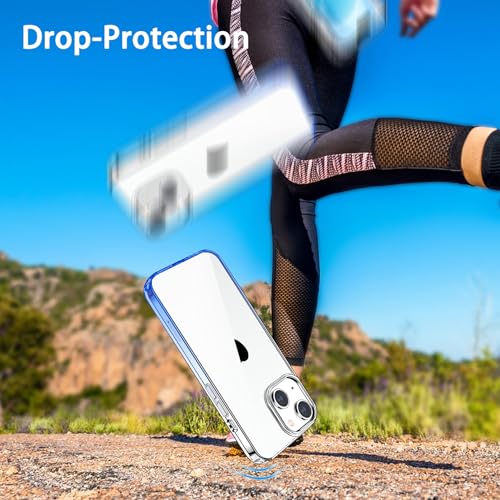 JJGoo Compatiable with iPhone 14 Case Clear, Transparent Shockproof Phone Case, Slim Anti-Scratch Hard PC Back Protective Cover Bumper, Gradient Blue - color: Gradient Blue