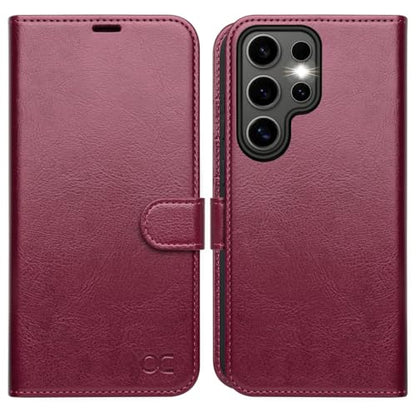 OCASE Compatible with Galaxy S25 Ultra Wallet Case, PU Leather Flip Folio Case with Card Holders RFID Blocking Kickstand [Shockproof TPU Inner Shell] Protective Phone Cover 2025, Burgundy - color: Burgundy, size: Samsung Galaxy S25 Ultra