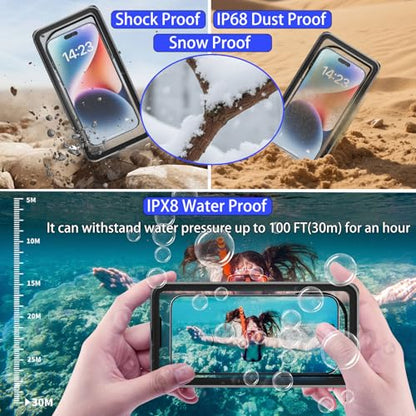 Waterproof Phone Pouch, Heavy Duty Hard Phone Case with Lanyard Compatible with iPhone 17 Pro Max/16/15/14, Galaxy S25 Support Touch Function Black - color: Black