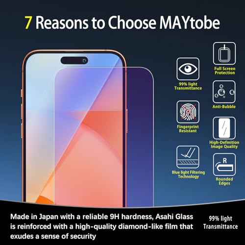 MAYtobe 2-Pack Screen Protector for Apple iPhone 17 Pro Max Tempered Glass - size: iPhone 17 Pro Max