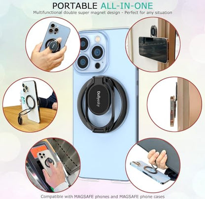 Doflyesky Magnetic Phone Ring Holder with Magsafe, Double Adjustable Gym Finger Ring Grip, Removable Phone Grip, for iPhone, iPad and Smartphones, Compatible with Magnetic Car Mount (Colorful) - color: colorful