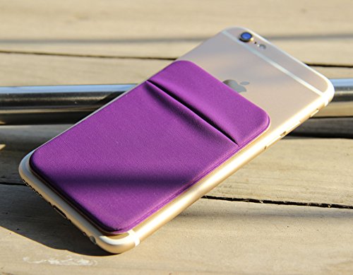 Fulgamo Phone Wallet Stick on,Card Holder for Phone Case,Phone Card Holder - color: 2Black,1Purple