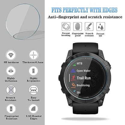 Screen Protector for Garmin Epix pro 51MM/Fenix 7X and TPU Protective Case | HUADU,9H Tempered Glass Film,Anti-Scratch,High Definition,Full Coverage,Soft Watch Cover - size: Garmin EPIX pro 51MM