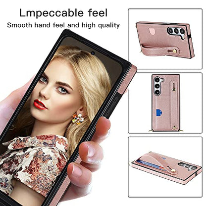 CCSmall for Samsung Galaxy S23 Crossbody Case w Card Holder KB Rose - color: Rose, size: Galaxy S23