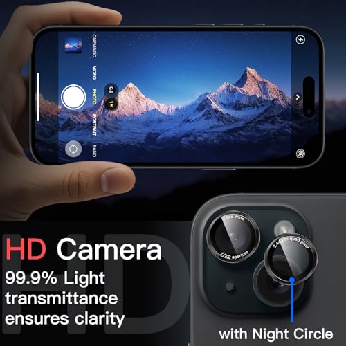 JETech Camera Lens Protector for iPhone 15/15 Plus, Black+Red, 1 Set - size: iPhone 15/15 Plus