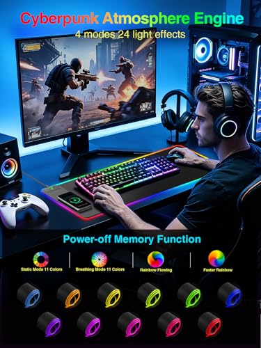 Wireless Charging Mouse Pad Gaming, 31.5"x11.8" Large Desk Mat, Waterproof - color: RGB-31.5"x11.8"
