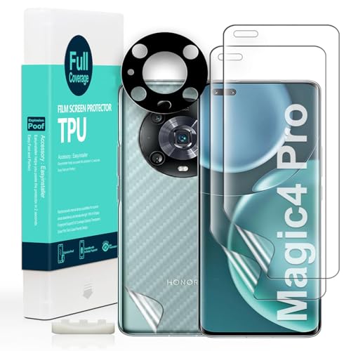 Ibywind for Honor Magic4 Pro 5G Screen Protector,2-Pack,Hydrogel Film with Camera Lens Protector,Easy Installation Tool,Bubble-Free,Fingerprint Unlock Compatible,Anti-Shatter,Anti-Scratch