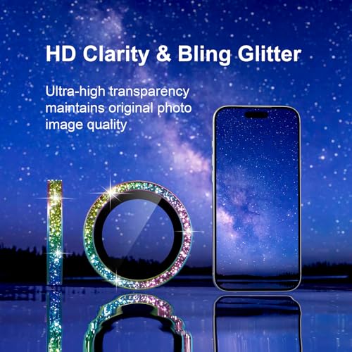 iPhone 17/16/15/14 Pro Max/Pro Camera Lens Protector Glitter - color: Glitter Colorful