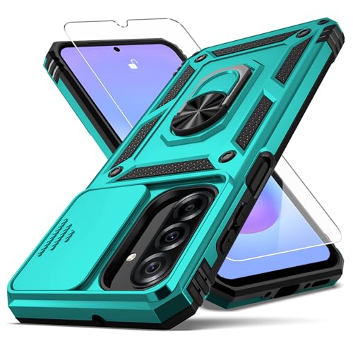 for Samsung Galaxy A37 5G Case with Camera Lens Cover, 10 FT Military Grade Drop Protection, Magnetic Ring Holder Kickstand Protective Phone Case, Ice Green - color: Ice Green, size: Galaxy A37 5G