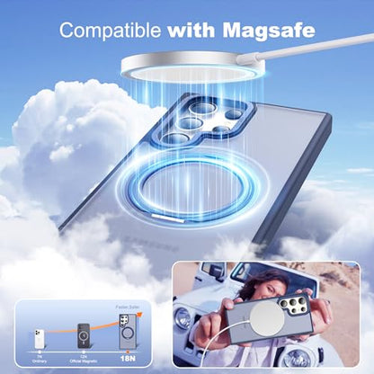 for Samsung Galaxy S22/S23 Ultra Case with Spin Stand,Blue | 360° Spin Magnetic Ring Stand,Compatible with Magsafe,Military Protection Phone Case - color: Blue, size: S22 Ultra & S23 Ultra