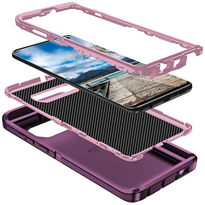 for Galaxy S10 Case,[Without Screen Protector] Heavy Duty Shockproof Dust/Drop Poof 3 Layers Full Bady Protection Rugged Cover Case for Galaxy S10,Purple/Pink - color: Purple/ Pink