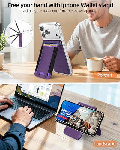 for Magsafe Wallet with Money Clip, Works with Apple Find My, 8 Card Holder - color: Lavender
