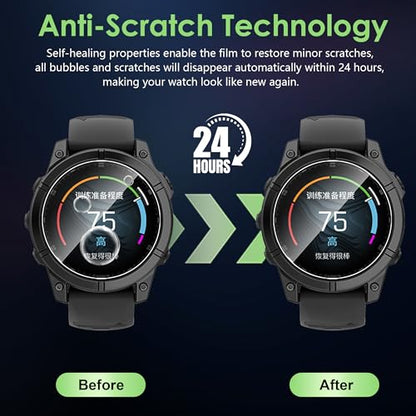 Compatible for Garmin Fenix E 47mm screen protector, Anti-Scratch Tempered Glass flim, Case Friendly, HD Ultra, 3 PACK - size: Garmin Fenix E 47
