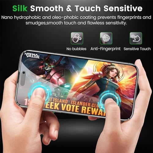 Romkasi 4 Pack Privacy Screen Protector for iPhone 16 Plus 6.7 Inch with 4 Pack Camera Lens Protector, Anti Spy Tempered Glass Film, Anti-Scratch, Touch Sensitive, Case Friendly - color: iPhone 16 Plus