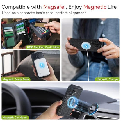 Varikke Wallet Case for iPhone 16 - Compatible with Magsafe, Black - color: (Compatible with MagSafe) Black, size: iPhone 16 6.1"