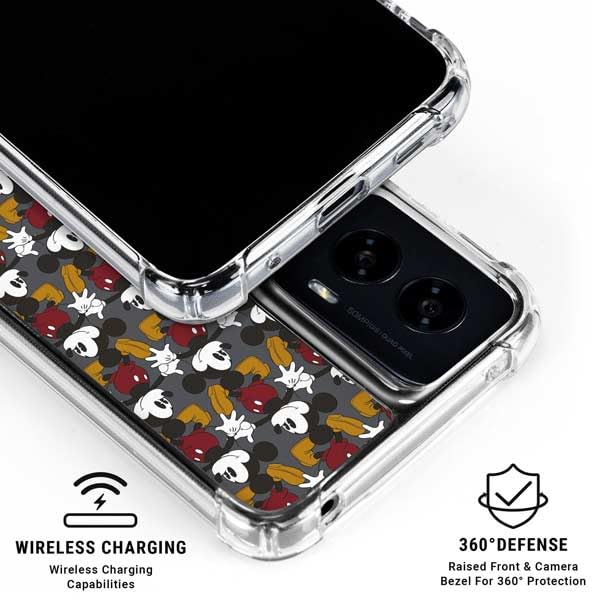 Skinit Clear Phone Case Compatible with Moto G Power 5G (2024) - Officially Licensed Disney Mickey Mouse Vintage Pattern Design