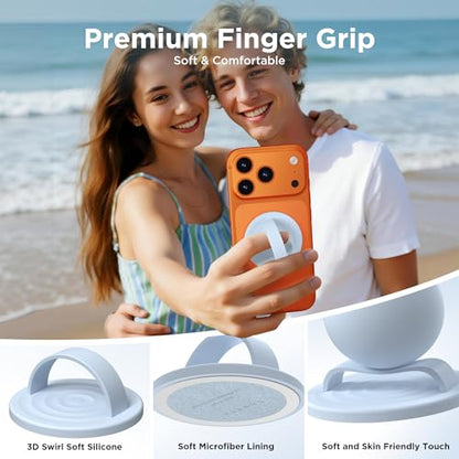Magnetic Phone Grip Ring, Compatible with MagSafe, Upgraded Liquid Silicone for Secure Comfort, Rotating Finger Loop Ring Grip Holder for iPhone 17/16/15/14/13/12 Pro Max Plus, Baby Blue - color: Baby Blue