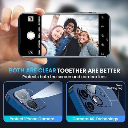 Fotbor for [3+3 Pack] iPhone 12 Mini Screen Protector with Camera Lens Protector, 9H Shatterproof Tempered Glass Film with Easy Installation Frame, HD Clear Sensitive Full Coverage 5.4 Inch - size: iPhone 12 mini-5.4 inch