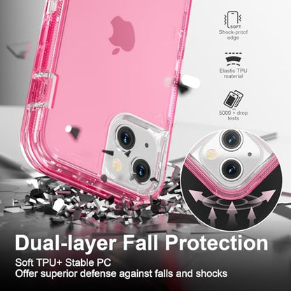 Follaroma for iPhone 13 Case, Heavy Duty Shockproof Protection Phone Cases, Anti-Drop, Dual Layer Transparent Protective Cover Compatible with iPhone 13, 6.1 inch, Crystal Pink - color: Pink, size: iPhone 13 6.1’