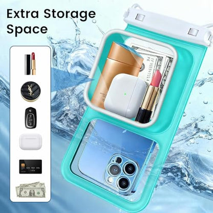 Niveaya 2 Pack IPX8 Waterproof Phone Pouch, Large Space Cell Phone Pouch Floating, Water Proof Phone Case with Lanyard, Phone Dry Bag Beach Cruise Ship Essentials(Up to 8.5") - color: Black + Green