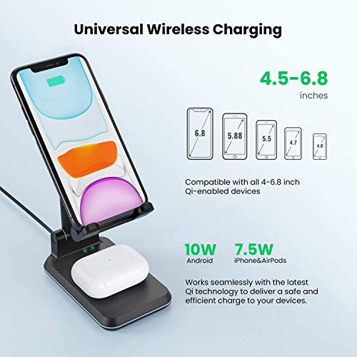 2 in 1 Wireless Charger, Dual Wireless Charging Desk Phone Stand