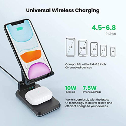 2 in 1 Wireless Charger, Dual Wireless Charging Desk Phone Stand