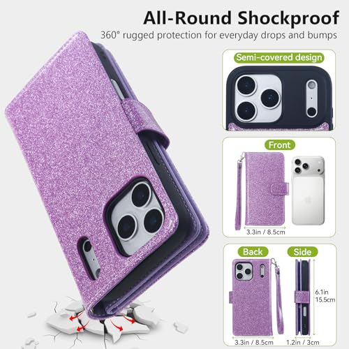 Varikke Wallet Case for iPhone 17 Pro Compatible with Magsafe, Light Purple - color: (Compatible with MagSafe) Light Purple, size: iPhone 17 Pro 6.3"