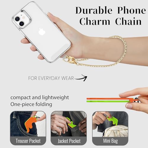 Phone Wrist Strap Metal Phone Chain Lanyard Hand Wristlet Detachable Phones Charm with 3 Tether Tabs with CellPhone Stand Holder Finger Grip Universal for Women Girls Traveling Party Walking Gold - color: T-Gold