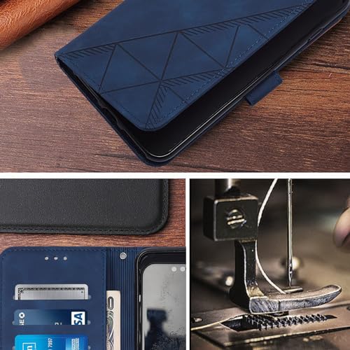 Faux Leather Flip Wallet Case for Motorola Moto G75, YBS Blue | Card Slots Storage, Magnetic Closure, Hands-Free Kickstand, RFID Blocking, Precise Cutouts - color: Blue