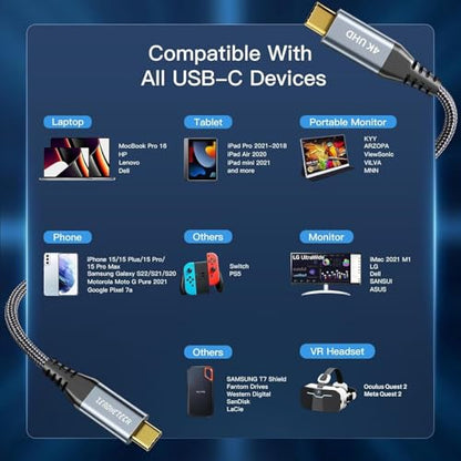 ZeroneTeck USB C Data Cable 20Gbps 3FT, USB C 3.2 Gen 2X2 4K@60Hz Video UHD - color: Black, size: 3FT, style: Straight