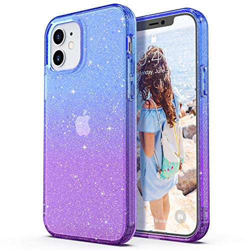 ULAK Compatible with iPhone 12 Case Clear Glitter, Purple | Sparkle Bling Soft TPU Women Girls Shockproof Protective Phone Case Designed for iPhone 12 & iPhone 12 Pro 6.1 inch - color: Purple
