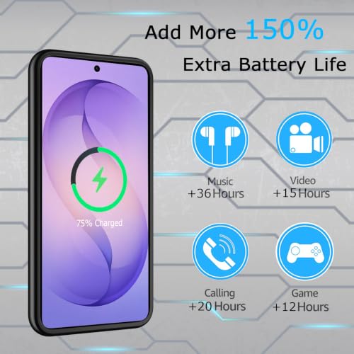 Battery Case for Galaxy S26 Plus,Upgraded 12000mAh Rechargeable Portable Extended Battery Pack Supported Qi Wireless Charging Case Compatible with Galaxy S26 Plus(6.7 inches) Charging Case-Black - size: Galaxy S26 Plus