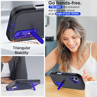 AICase for iPhone 16 Plus Case with Built-in Stand,Tripe Layer Heavy Duty Drop Protection Full Body Rugged Shockproof Military Protective Tough Durable Phone Cover for iPhone 16Plus 6.7"_6 - color: Prussian Blue with Built-in Stand