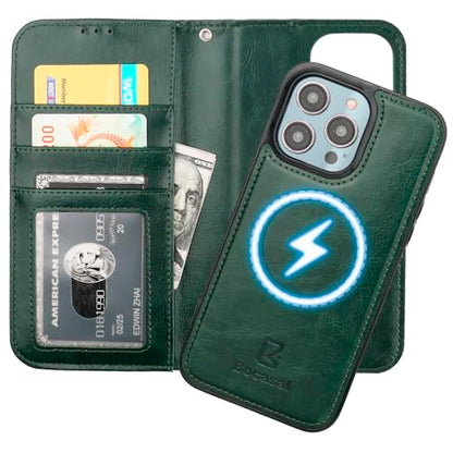 Bocasal for MagSafe Wallet Case Card Holder for iPhone 14 Pro Max Green - color: Green for MagSafe