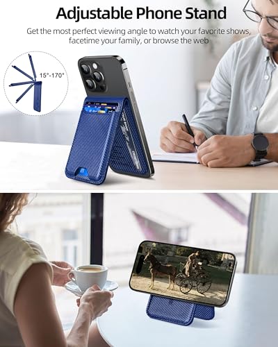 ExtreLife for Magsafe Wallet, Works with Apple Find My, 6 Cards Holder - color: Blue Carbon fiber