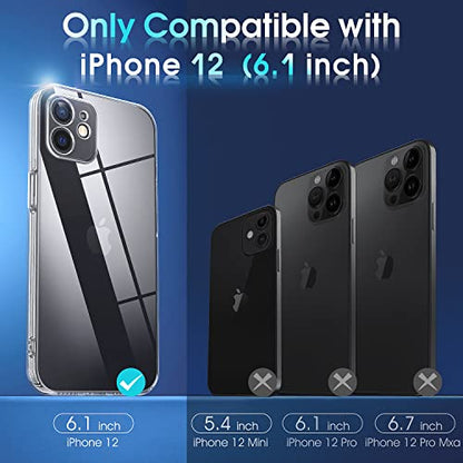 Supdeal Crystal Clear Case for iPhone 12, [Not Yellowing] [Camera Protection] [Military Grade Drop Tested] Transparent Shockproof Protective Soft Silicone Slim Cover, 6.1 inch, Transparent - color: Transparent, size: iPhone 12