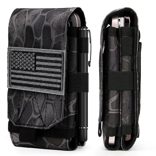 Dual Tactical Phone Pouch Molle Phone Holster Double Capacity Holder Universal Utility EDC Pouch for iPhone 17 Pro Max/17 Pro/16 Pro Max/16 Pro/15 Pro Max/15 - color: Python pattern