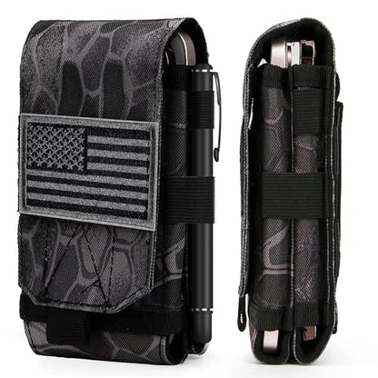 Dual Tactical Phone Pouch Molle Phone Holster Double Capacity Holder Universal Utility EDC Pouch for iPhone 17 Pro Max/17 Pro/16 Pro Max/16 Pro/15 Pro Max/15 - color: Python pattern