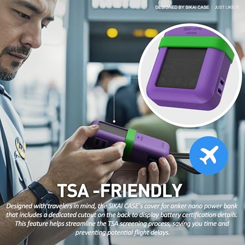 Silicone Case for Anker Zolo Power Bank (10,000mAh 30W) A1680/A1688 Protective Cover with Lanyard Slot, Drop-Proof Dust-Proof Precise Cutouts for Daily Use & Travel (Purple) - color: Purple