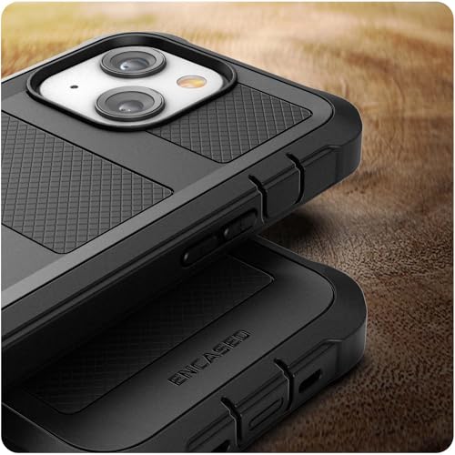 Encased Belt Case Designed for iPhone 13 Case with Built-in Screen Protector and Holster Clip Phone Holder (Falcon Black) (iPhone 13) - size: iPhone 13