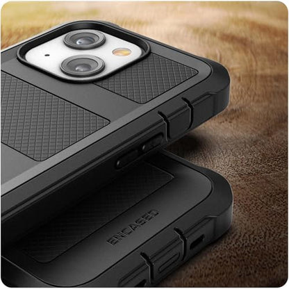 Encased Belt Case Designed for iPhone 13 Case with Built-in Screen Protector and Holster Clip Phone Holder (Falcon Black) (iPhone 13) - size: iPhone 13
