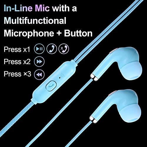 Xinnun 50 Pack Bulk Earbud Headphones with Mic Assorted Colors, Novel