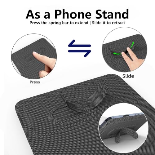 Foldable Travel Mouse Pad with 15W Qi Wireless Charger & Writing Tablet - color: Black
