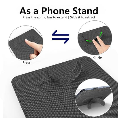 Foldable Travel Mouse Pad with 15W Qi Wireless Charger & Writing Tablet - color: Black