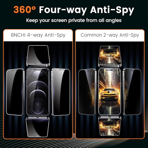 2 Pack for iPhone 12/12 Pro 4 Way 360° Privacy Screen Protector, Horizontal and Vertical All Around Anti-Spy 9H Tempered Glass Film, Scratch Resistant, Zero Bubbles, Face ID Sensitive - size: iPhone 12/12 Pro