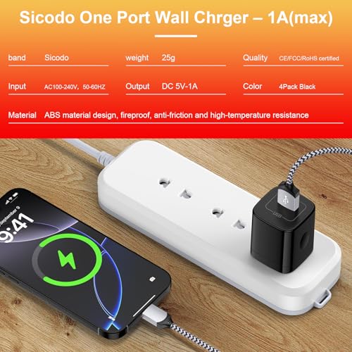 USB Charger Block, 5V 1A Power Adapter USB Wall Plug Charging Box Cube for Samsung Galaxy S26/S25/S24/S23/S22/S21/S20, USBs Plugs for Wall Outlet for iPhone 17/16e/16/15/14/13/12/11, Google Pixel 10 - color: Black
