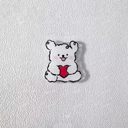 Magnetic Socket Pocket Stand Phone Grip Tok Bracket Korean Cute Cartoon Puppy Grip for iPhone Samsung Xiaomi Ring Finger Holder (A) - color: A